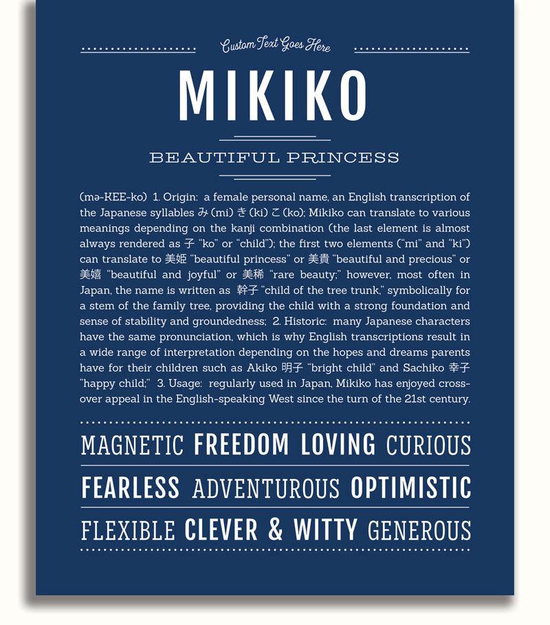 小物 MIKIKO Mikiko Personalized Name Meaning Art Prints – Name Stories