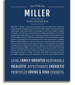 Miller Personalized Name Meaning Art Prints – Name Stories
