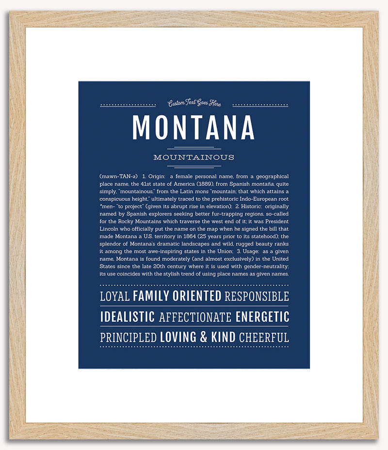 Montana (female) | Name Art Print