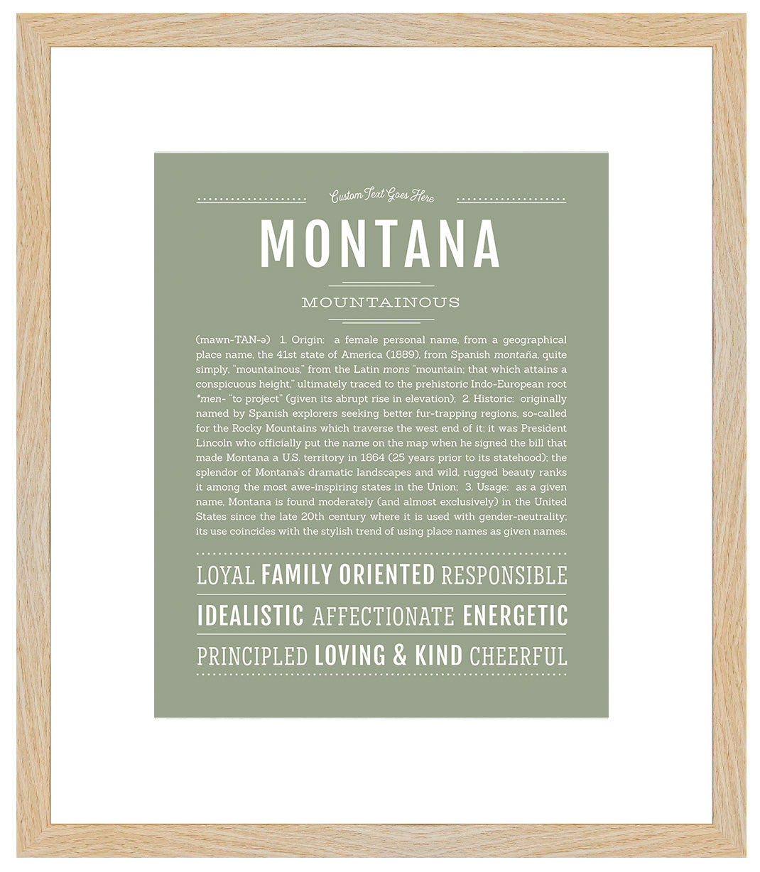 Montana (female) | Name Art Print