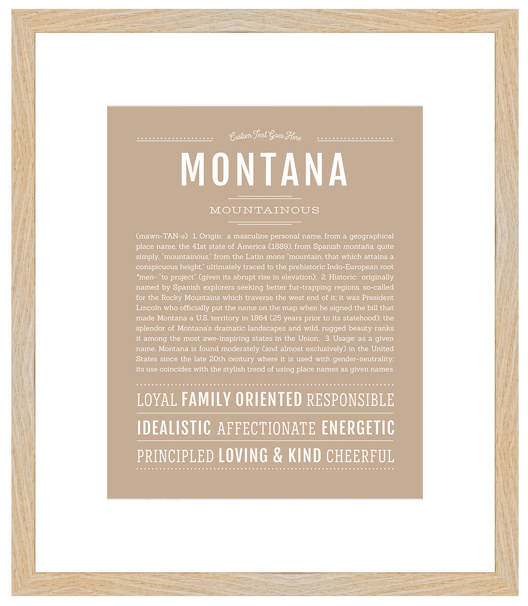 Montana (female) | Name Art Print