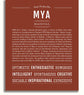 Mya Personalized Name Meaning Art Prints – Name Stories