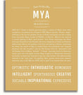 Mya Personalized Name Meaning Art Prints – Name Stories