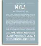 Myla Personalized Name Meaning Art Prints – Name Stories