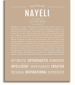 Nayeli Personalized Name Meaning Art Prints – Name Stories