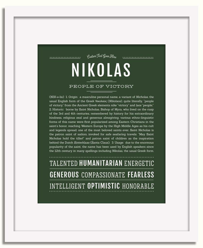 Nikolas Personalized Name Meaning Art Prints – Name Stories