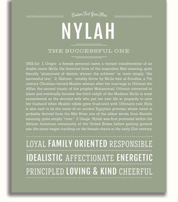 Nylah Personalized Name Meaning Art Prints – Name Stories