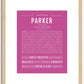 Parker (female) | Name Art Print