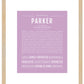 Parker (female) | Name Art Print