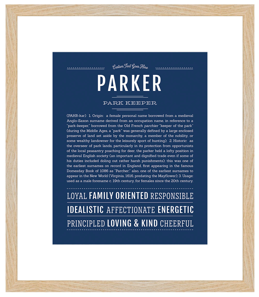 Parker (female) | Name Art Print