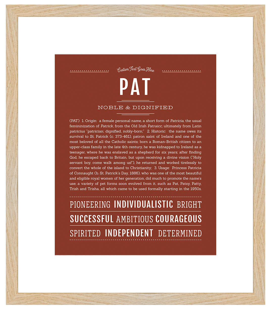 Pat (female) | Name Art Print