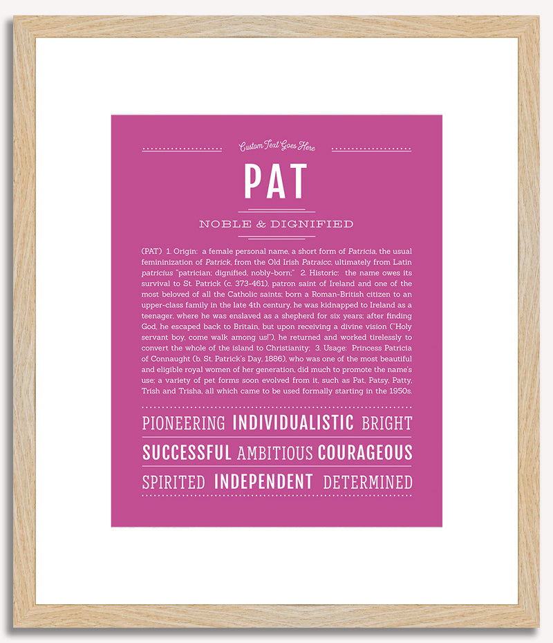 Pat (female) | Name Art Print