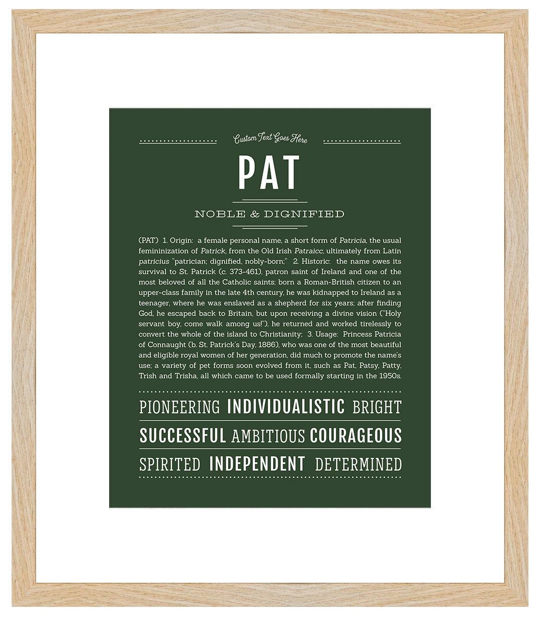 Pat (female) | Name Art Print