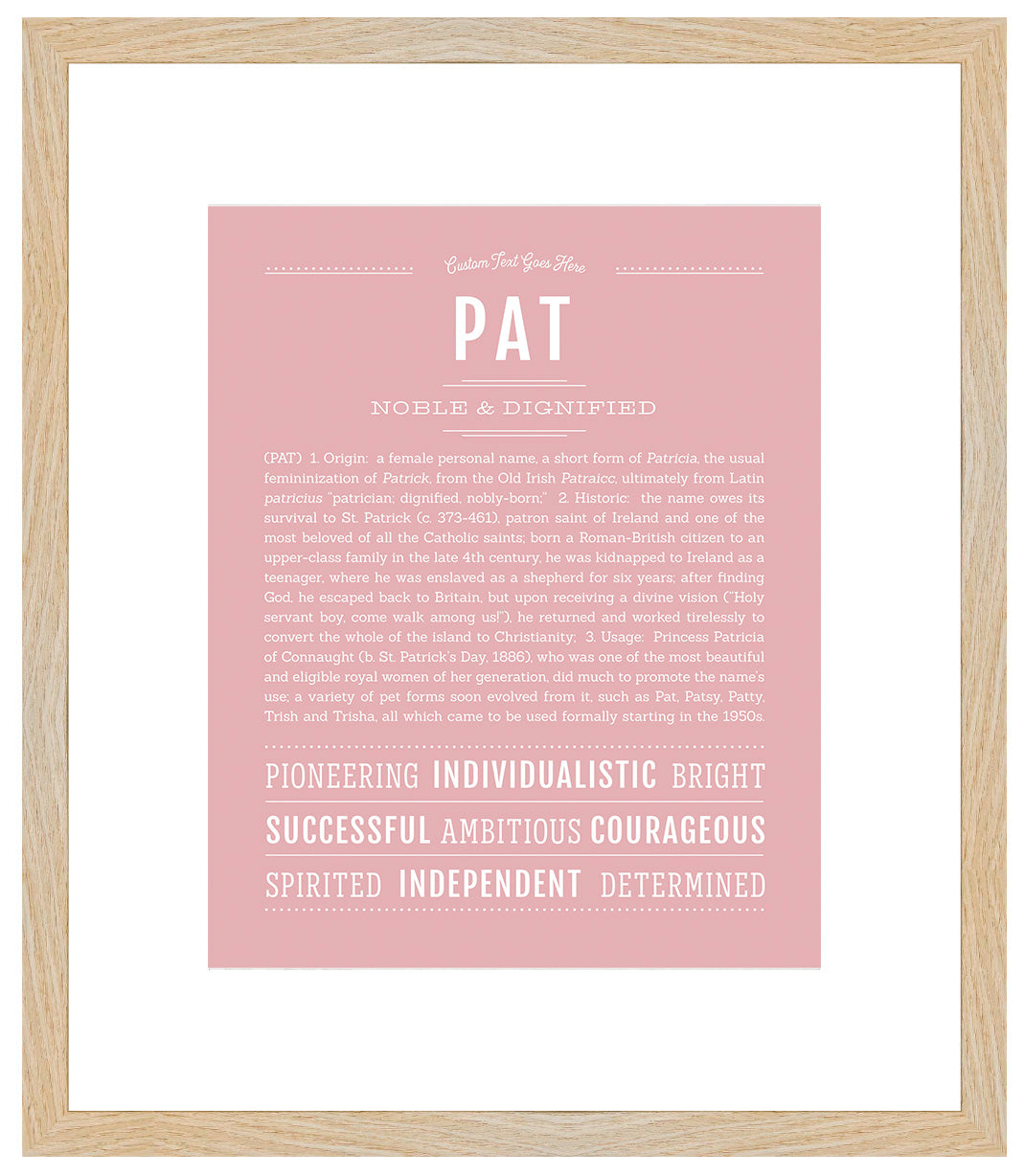 Pat (female) | Name Art Print