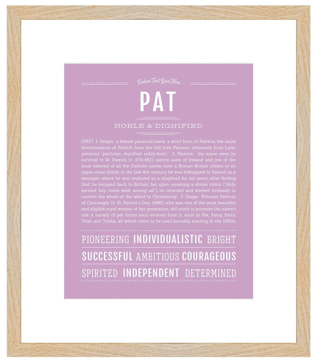 Pat (female) | Name Art Print