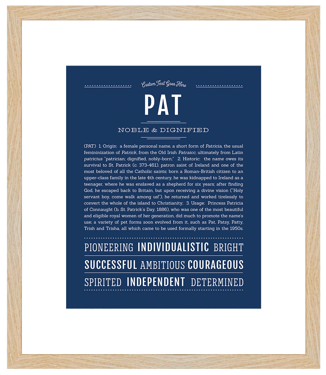 Pat (female) | Name Art Print