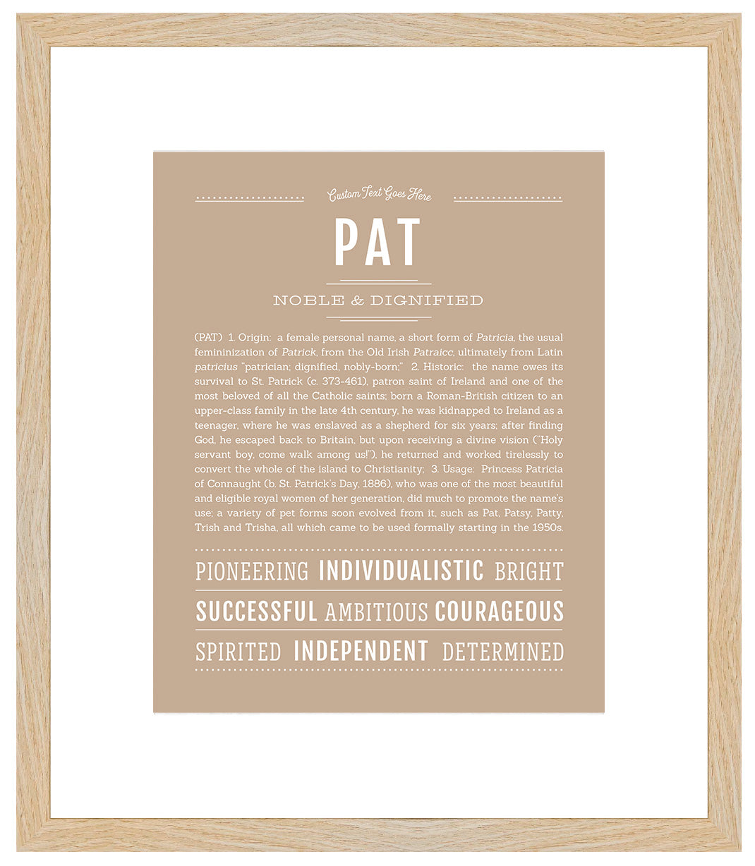 Pat (female) | Name Art Print