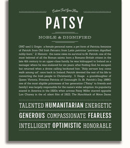 Patsy Personalized Name Meaning Art Prints – Name Stories