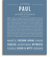 Name Paul Coluring In Paul Personalized Name Meaning Art Prints – Name Stories