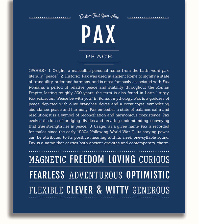 Pax Personalized Name Meaning Art Prints Name Stories Pax Personalized Name Meaning Art Prints Name Stories