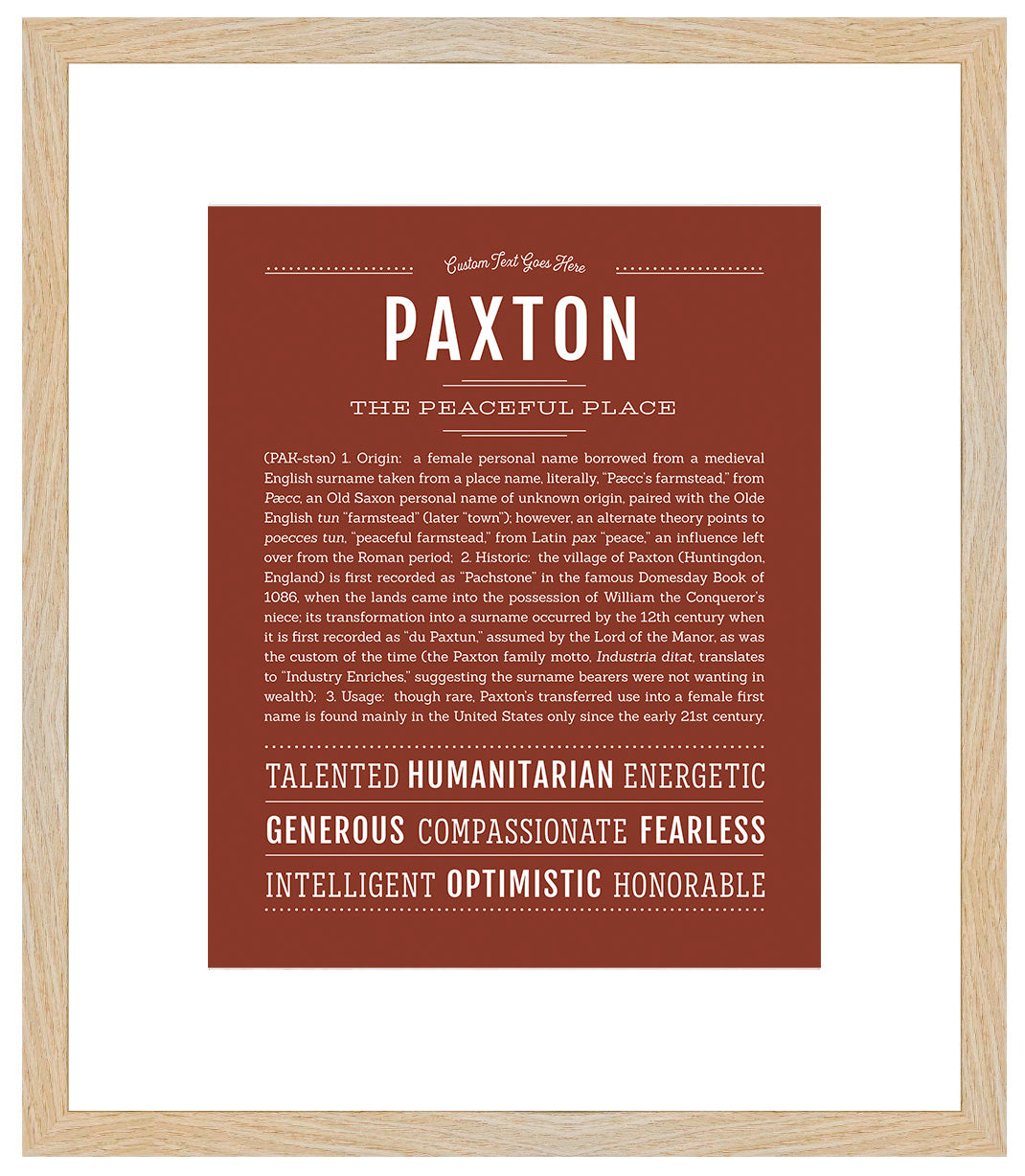 Paxton (female) | Name Art Print