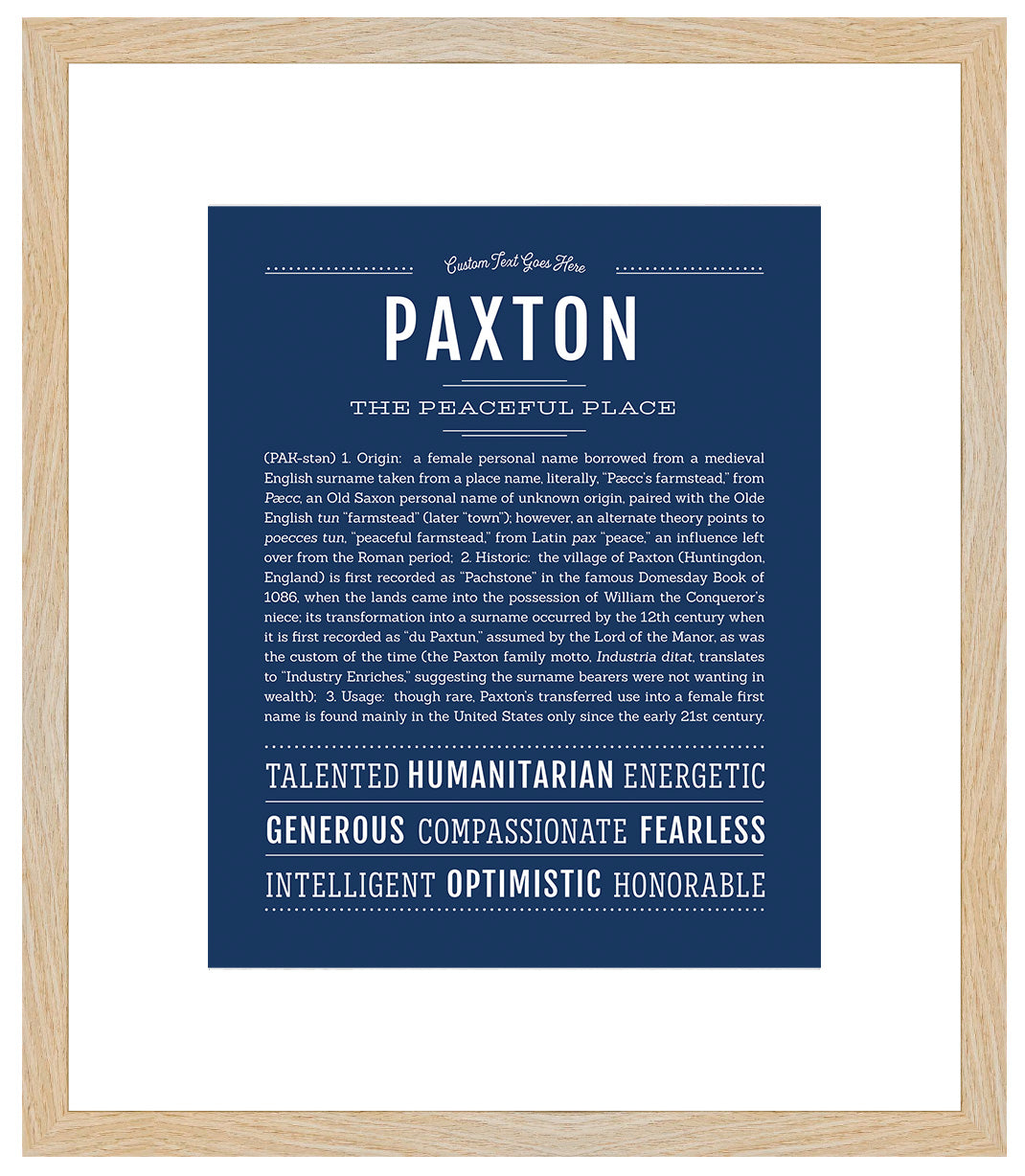 Paxton (female) | Name Art Print