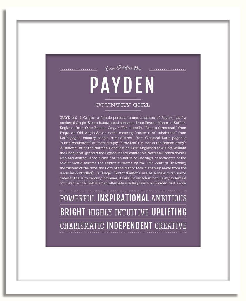potheen meaning Payden Personalized Name Meaning Art Prints – Name Stories