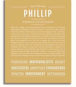 Phillip Personalized Name Meaning Art Prints – Name Stories