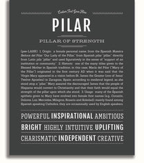 Pilar Personalized Name Meaning Art Prints – Name Stories