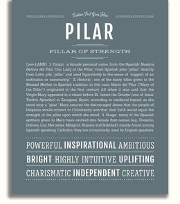 Pilar Personalized Name Meaning Art Prints – Name Stories