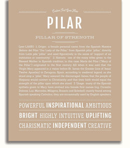 Pilar Personalized Name Meaning Art Prints – Name Stories