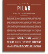 Pilar Personalized Name Meaning Art Prints – Name Stories