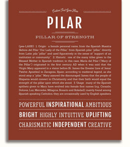 Pilar Personalized Name Meaning Art Prints – Name Stories