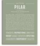 Pilar Personalized Name Meaning Art Prints – Name Stories