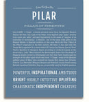 Pilar Personalized Name Meaning Art Prints – Name Stories