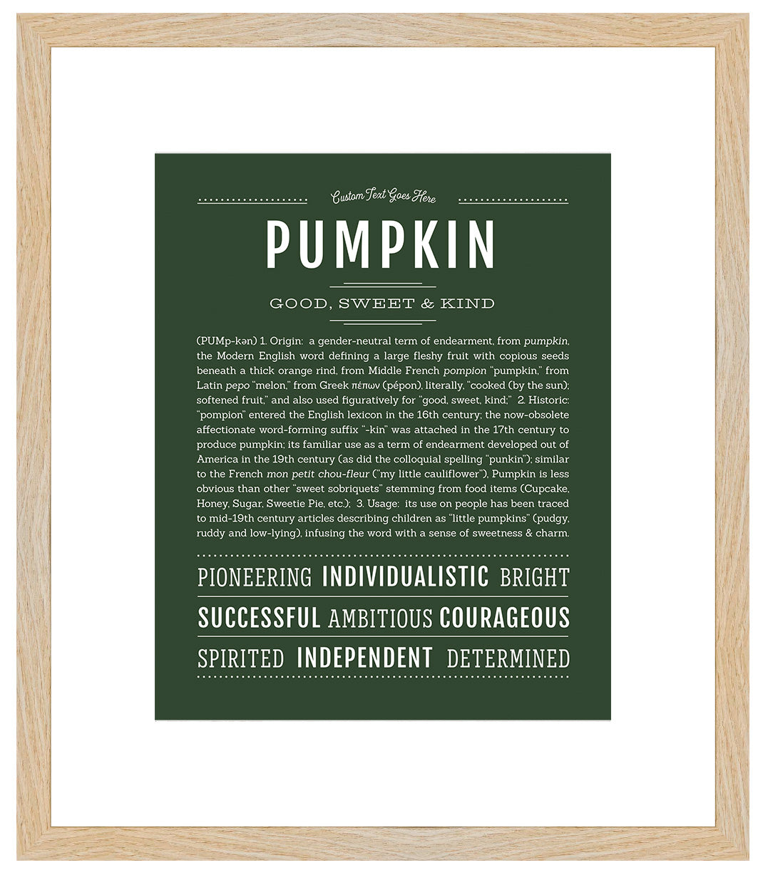 Pumpkin (female) | Name Art Print