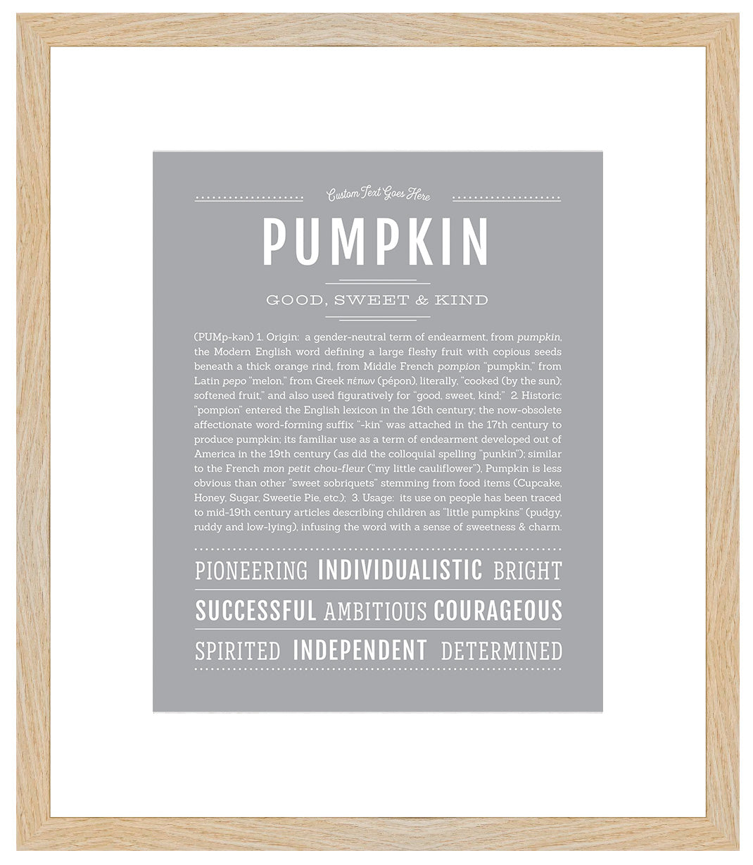 Pumpkin (female) | Name Art Print