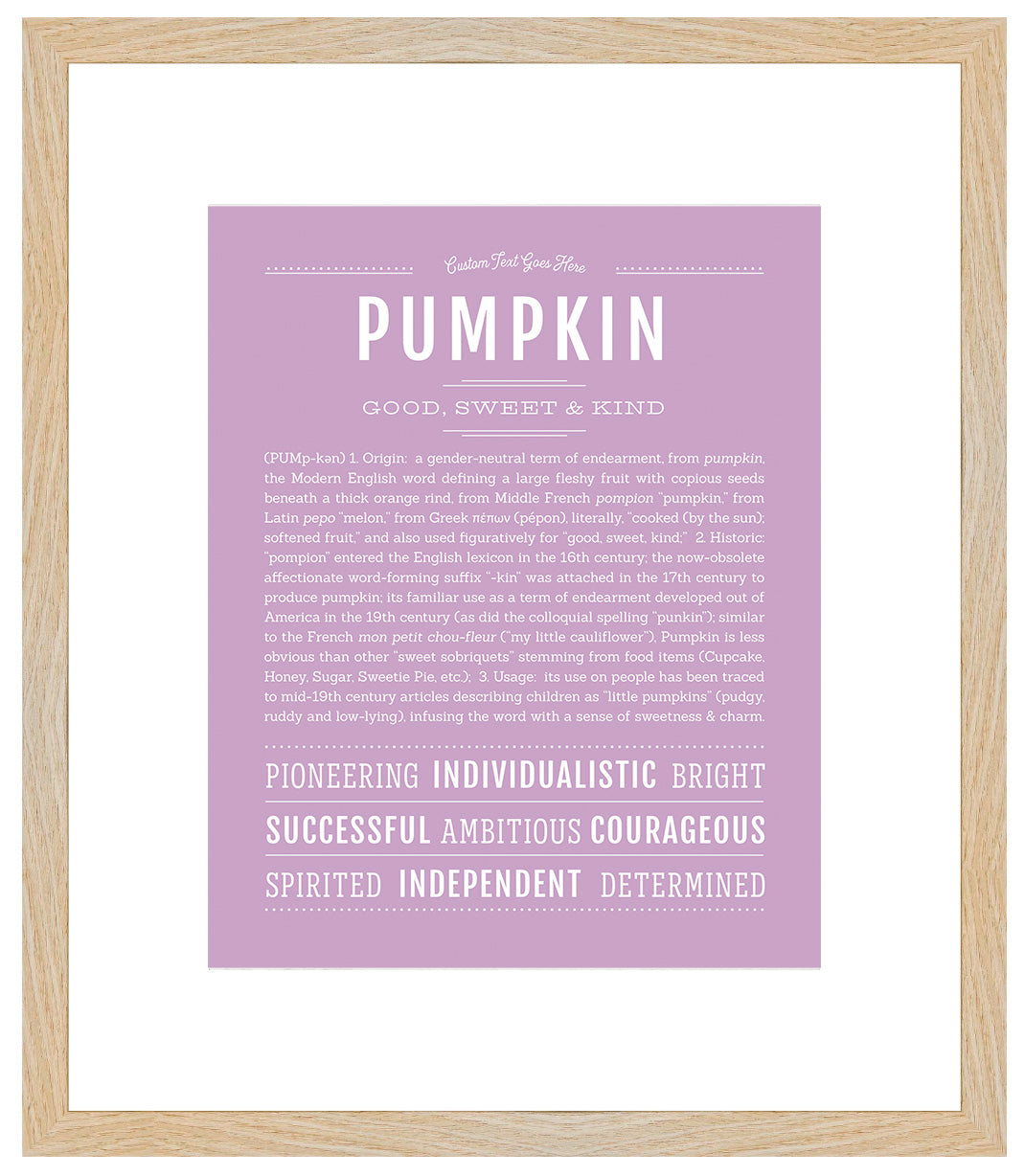 Pumpkin (female) | Name Art Print