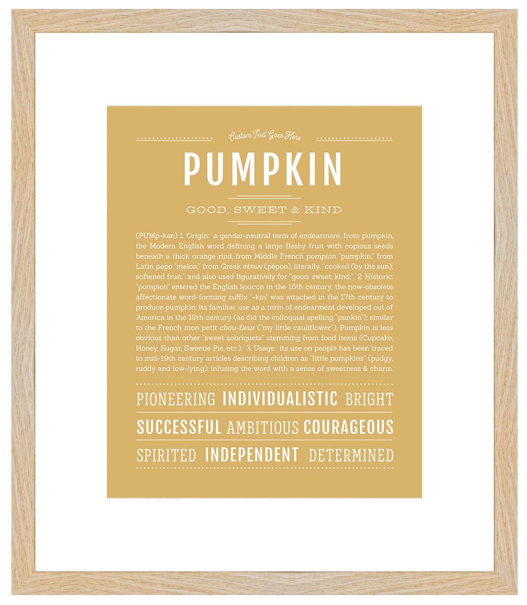 Pumpkin (female) | Name Art Print