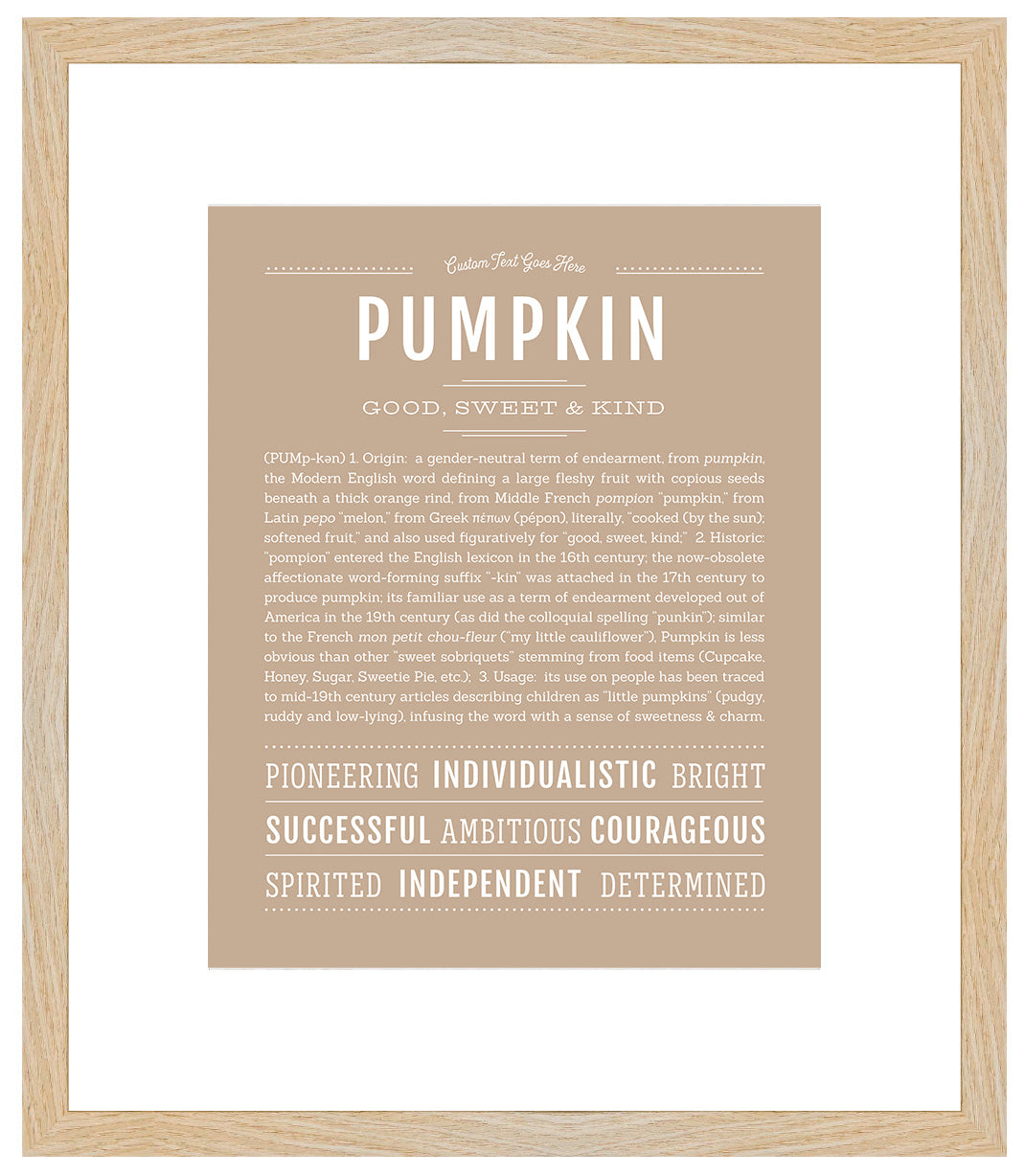 Pumpkin (female) | Name Art Print