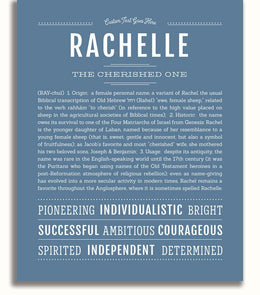 Rachelle Personalized Name Meaning Art Prints – Name Stories