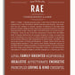 Rae Personalized Name Meaning Art Prints – Name Stories
