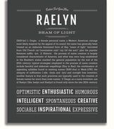 Raelyn Personalized Name Meaning Art Prints – Name Stories