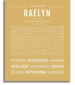 Raelyn Personalized Name Meaning Art Prints – Name Stories