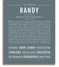 Randy Personalized Name Meaning Art Prints – Name Stories