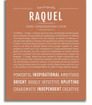 Raquel Personalized Name Meaning Art Prints – Name Stories