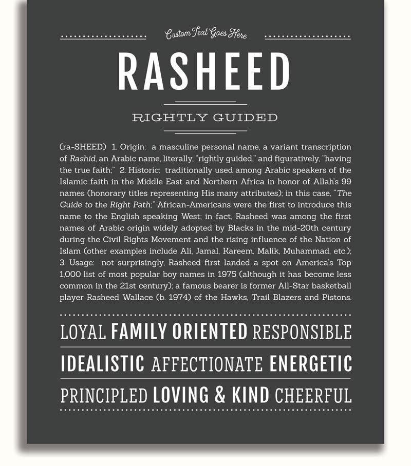 Rasheed Me Rasheed Personalized Name Meaning Art Prints – Name Stories