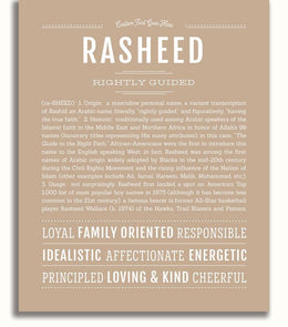 Rasheed Personalized Name Meaning Art Prints – Name Stories