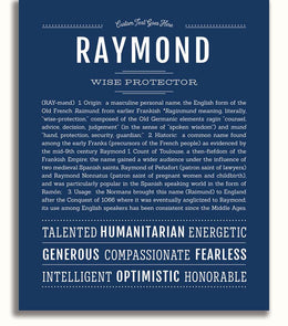 Raymond Personalized Name Meaning Art Prints – Name Stories