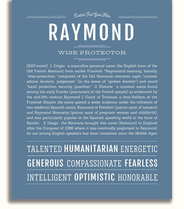 Raymond Personalized Name Meaning Art Prints – Name Stories